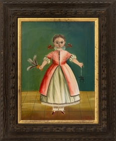 Agapito Labios Girl Holding Fan Oil on Canvas