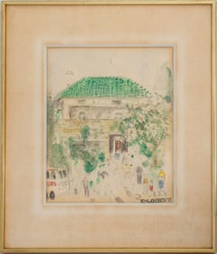 Mary Jo Schwalbach Street Scene Watercolor, 1977