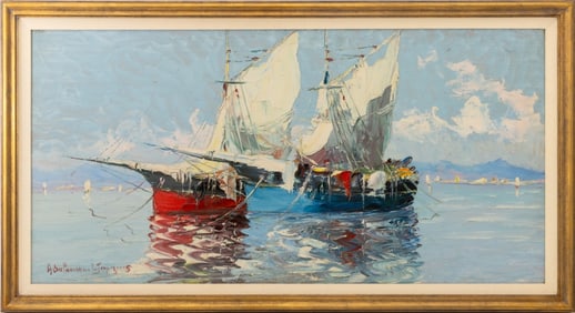 Andre Salomon St. Tropez Seascape Oil on Canvas