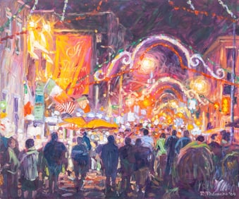 Robert Padovano "Mulberry Street at Night" Acrylic