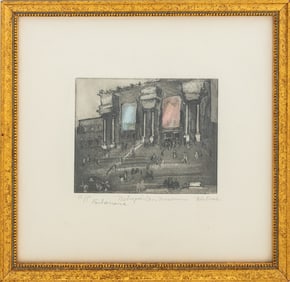 Helen Frank "Metropolitan Museum" Etching on Paper