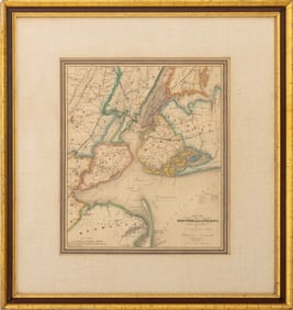 "New York and its Vicinity" Hand-Colored Engraving
