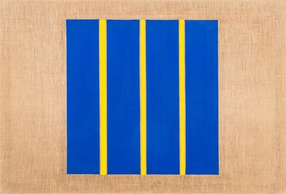Blue & Yellow Geometric Composition Oil, 1973
