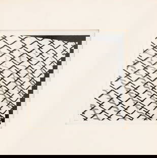 Ron Walker Fence Gelatin Silver Print, 1977: Ron Walker (American, XX-XXI), Fence Pattern, Gelatin Silver Print, 1977, inscribed in pencil to verso, signed in pencil and dated to the reverse, unframed. Image: 9" H x 9" W; sheet: 11" H x 11" W; m