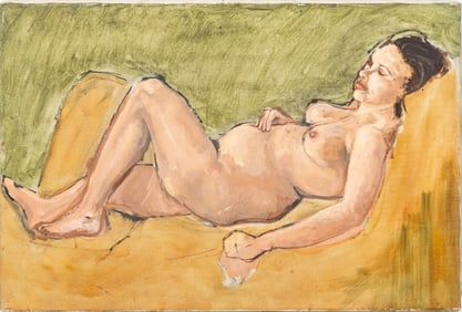 Beth Herman Reclining Nude Woman Oil on Canvas
