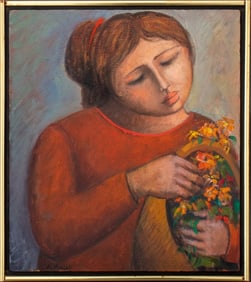 Arnaldo Miccoli Portrait of a Woman Oil on Canvas