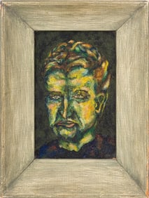 Illegibly Signed Portrait of a Man Oil on Canvas