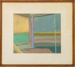 Russo Abstracted Interior Scene Acrylic on Paper