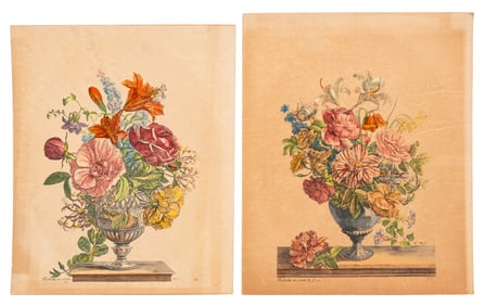 Jacques Vauquer Botanical Hand-Colored Etchings, 2