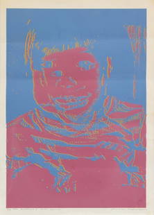 Contemporary School "The Brothers B." Screenprint: Contemporary School, "The Brothers B.", Screenprint, 1980, illegibly signed "Yasuhiko ...." lower right, titled, dated, and numbered edition "9 /10", frame. Image: 20" H x 14" W; sheet: 21.75" H x 15.