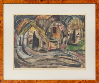 Femi Johnson "Fulani Farm Settlement" Gouache