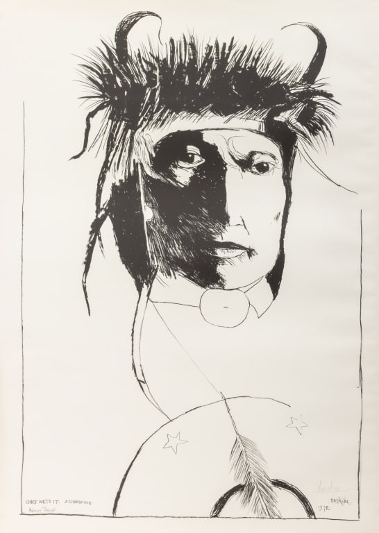 Leonard Baskin "Chief Wets It" Lithograph, 1972 (1 of 5)