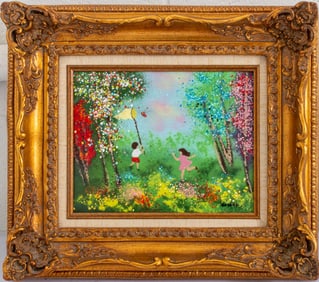 Karen Greene "Sunday in the Park" Enamel on Copper