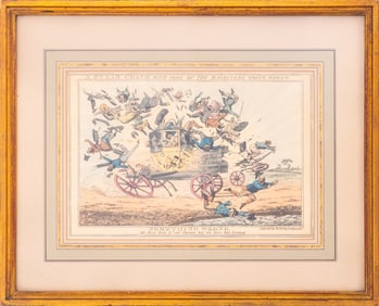 "A Steam Coach.." Hand-Colored Engraving, ca. 1825