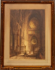 James A. Brewer "The Rose Window..." Engraving