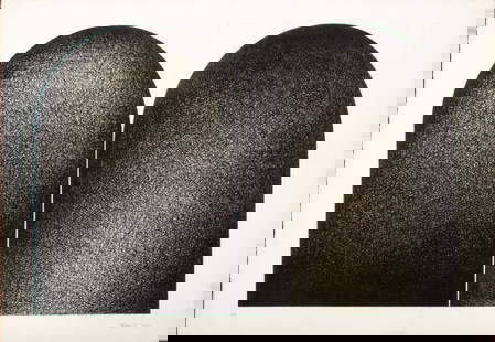 William Brui Abstract Composition Engraving, 1972: William Brui (Russian, b. 1946), Abstract Composition, Engraving, 1972, pencil signed, dated, and inscribed "EA" to bottom margin, unframed. Image: 21" H x 30.5" W; sheet: 35" H x 25" W. Provenance: F