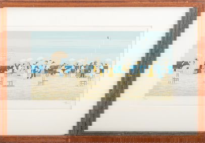 Fanch Ledan Figural Beach Scene Screenprint