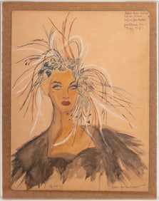 French School Fashion Portrait Mixed Media, 1948