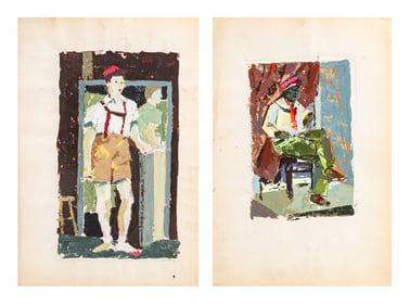 Continental School Portraits Gouache on Paper, 2