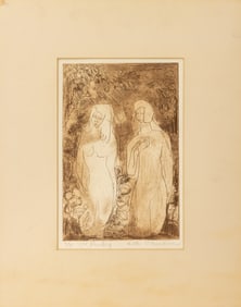Hilda C. Friedman Two Women Etching on Paper