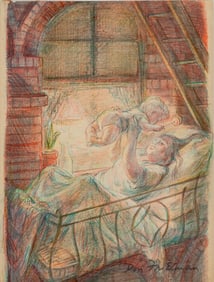Don Freeman Mother & Child Color Pencil on Paper