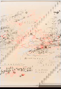 Jean Tinguely "Machines" Exhibition Poster, 1972: Jean Tinguely (Swiss, 1925-1991), Galeria Lolas Milano, Machines, Exhibition Poster, circa 1972, chrome metal frame. Image: 27.5" H x 18.75" W; frame: 28" H x 19.25" W. Provenance: From a New York Cit