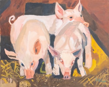 Sarah A. Binder Three Pigs Oil on Canvas, 1989