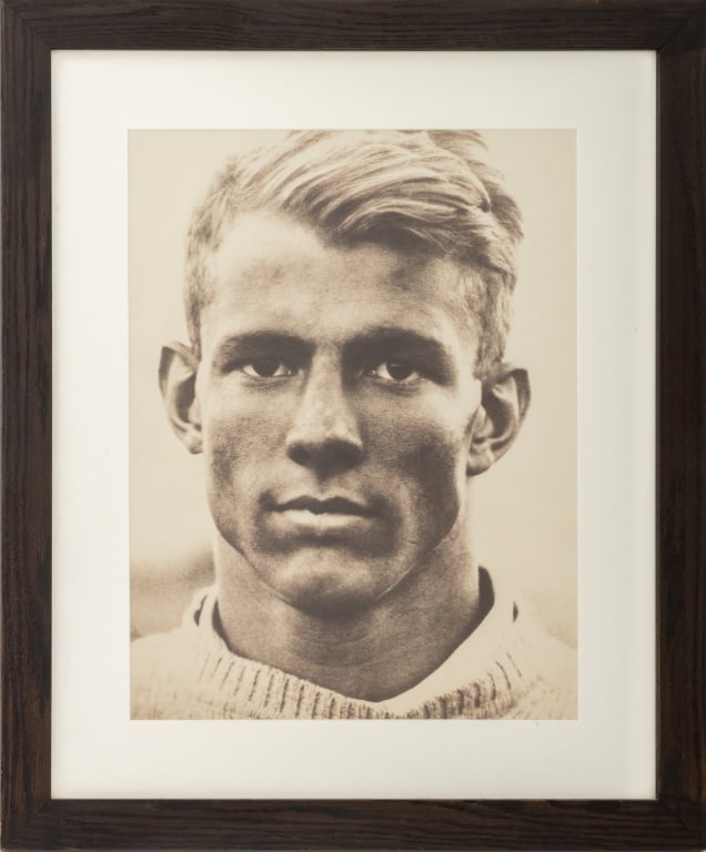 Self-Portrait of Artist Peter Beard Inkjet Print: Peter Beard (American, 1938-2020), Self-Portrait of Artist, Inkjet Print, 1960, printed later, unsigned, ebonized wood frame. Image: 23" H x 17.25" W; frame: 31" H x 27.5" W. Provenance: From a New Yo