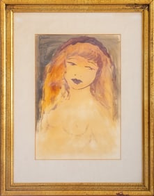 Etienne Ret "Girl with Red Hair" Oil on Paper