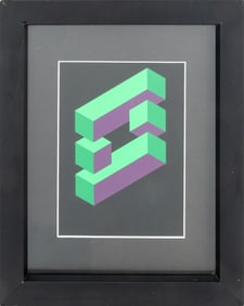 Victor Vasarely Style Geometric Serigraph