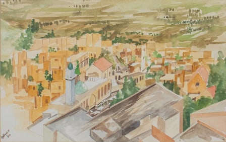 Sami Gammoh Jordanian View Watercolor, 1997