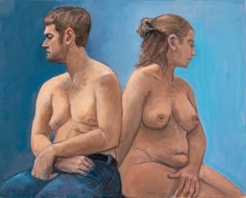 Penny Purpura Nude Man & Woman Oil on Canvas