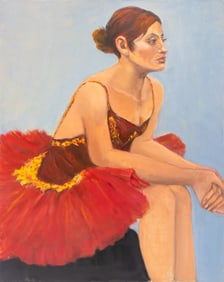 Penny Purpura Seated Ballerina Oil on Canvas