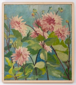 Post-Impressionist Dahlias Oil on Canvas, 1986