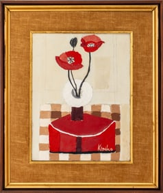 Kimiko Still Life of Poppies Oil on Canvas
