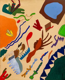 Illegibly Signed Abstraction Acrylic on Canvas: 20th Century School, Abstract Composition, Acrylic on Canvas, illegibly signed "Correa Z. (?)" lower left, unframed. 66" H x 54.5" W. Provenance: From a New York City Collection. Keywords: Painting, W
