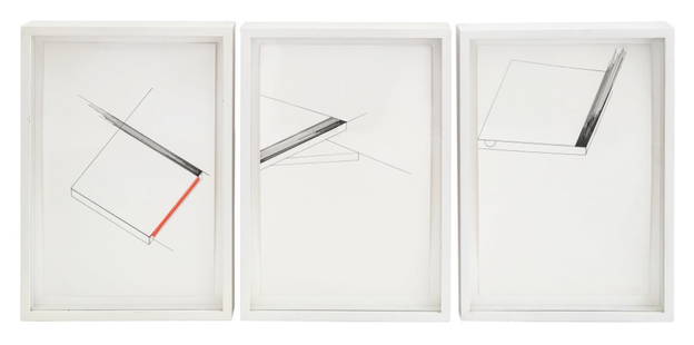 Jennie C. Jones "Blanks" Series Collage and Ink, 3: Jennie C. Jones (American, b. 1968), Three "Blanks" Series, Collage and Ink on Paper, 2010, apparently unsigned, Sikkema Jenkins & Co. labels, each in white frame. Image: 14.5" H x 9.75" W; frame: 17"