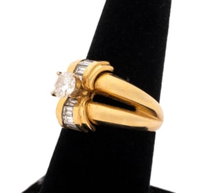 14K Two-Tone Gold Diamond Bridged Channel Ring
