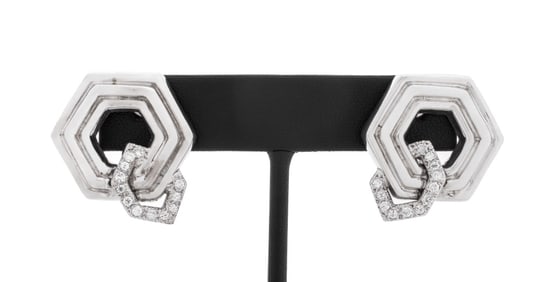 14K White Gold Diamond Earrings