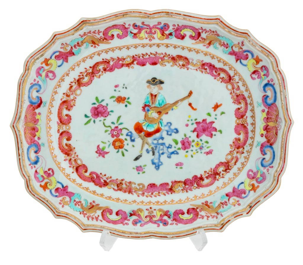 Chinese Export Musician Famille Rose Platter