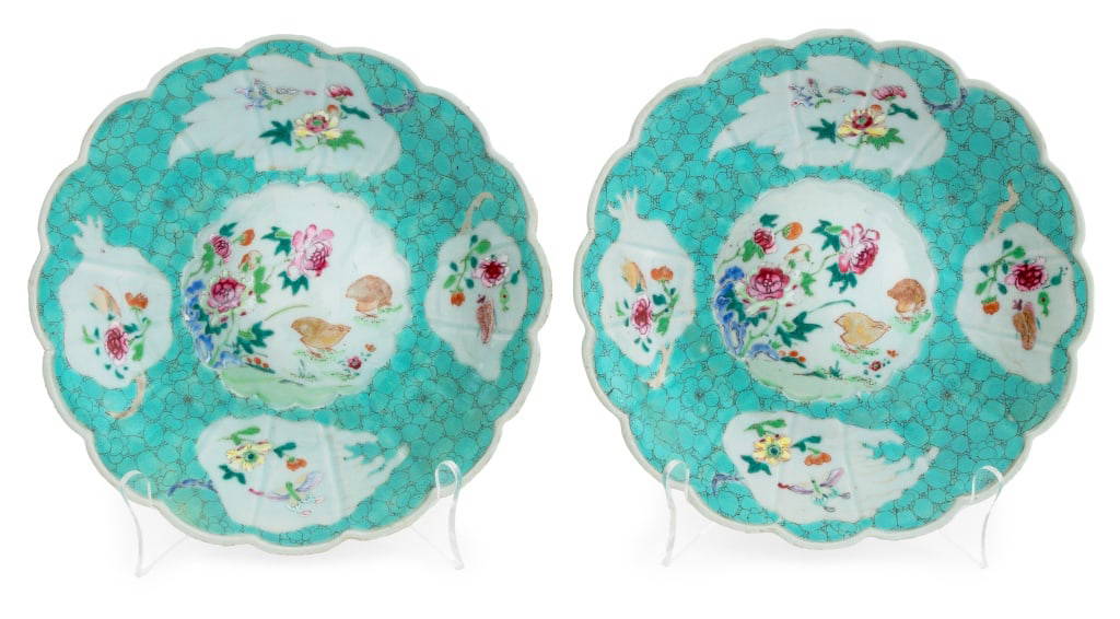 Chinese Export Famille Rose Porcelain Plates, Pair