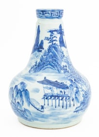 Chinese Blue & White Porcelain Bottle Vase