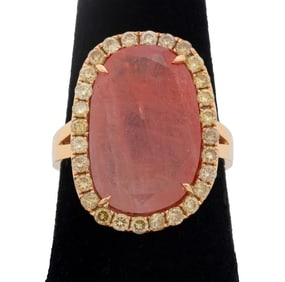 18K Rose Gold Sapphire Yellow Diamond Ring