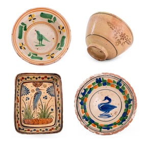 Spanish Talavera Pottery Bowls & Serving Tray, 4