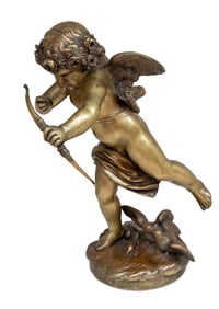Jean-Antoine Houdon "Cupid" Patinated Bronze