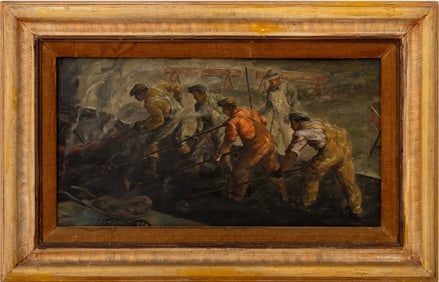 Lionel S. Reiss "Hot Tar" Oil on Masonite