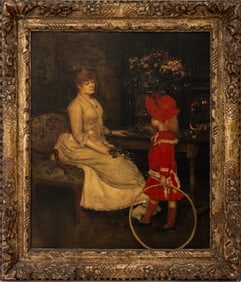 Maurice Bompard Mother & Child Oil on Canvas