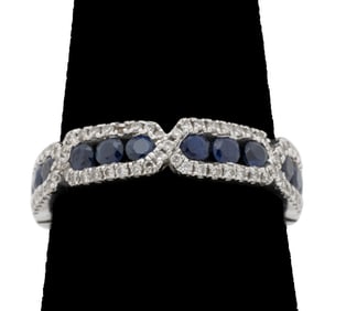 18K White Gold Diamond Sapphire Ring