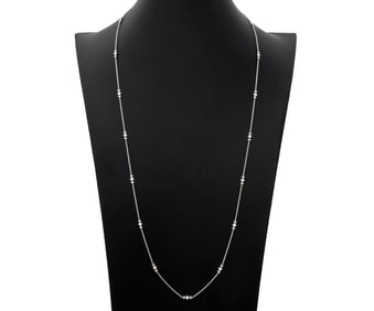 14K White Gold Diamond Station Necklace
