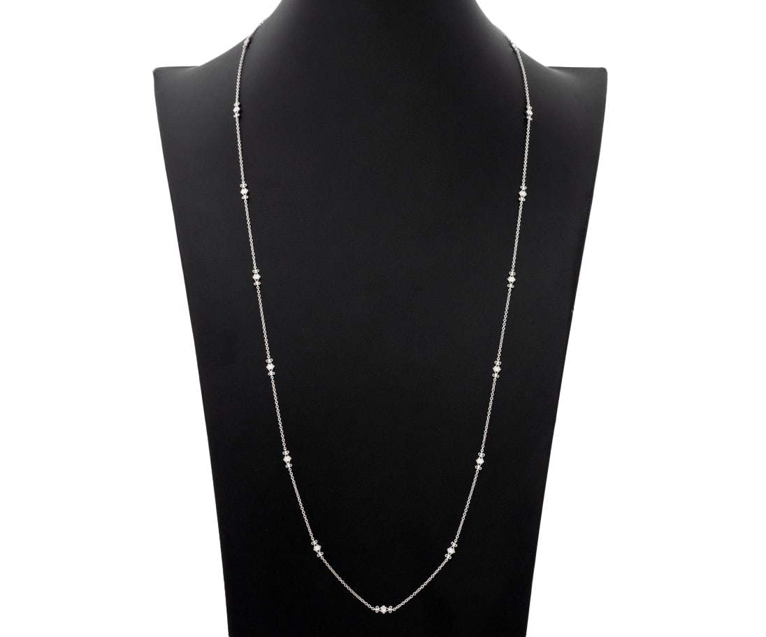14K White Gold Diamond Station Necklace (1 of 6)